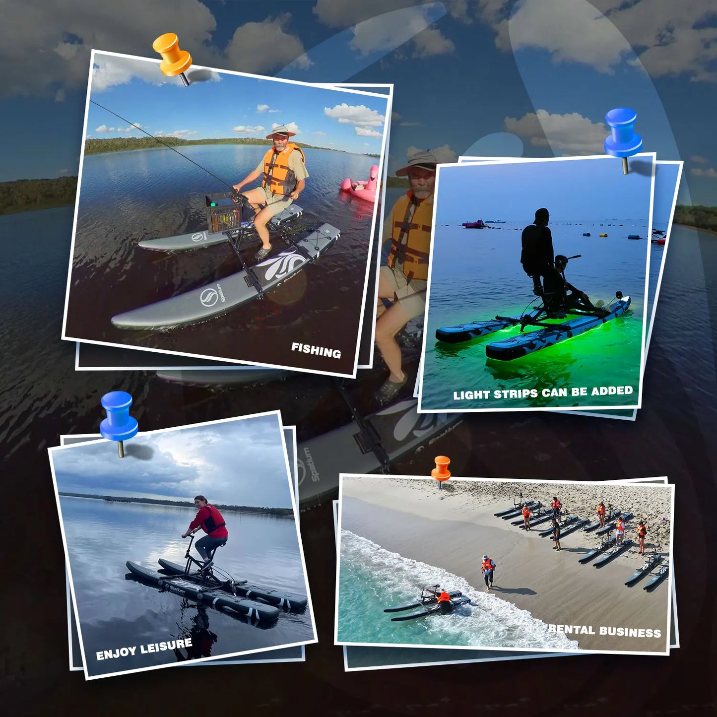 Sup Water Bike Inflatable Pedal Boat 2.0 Inflatable Pedal Kayak Water Bikes for Lake More Stable and Easy to Drive