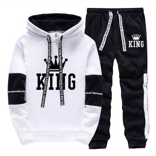 King Printing Mens Tracksuit Single Piece Sweatshirts Sweatpants Casual Hoodie Pants Outdoors Mens Clothing Hot Sales Streetwear
