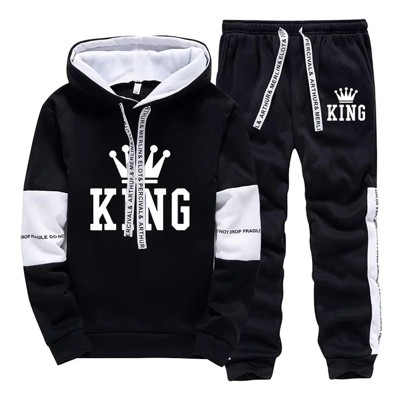 King Printing Mens Tracksuit Single Piece Sweatshirts Sweatpants Casual Hoodie Pants Outdoors Mens Clothing Hot Sales Streetwear