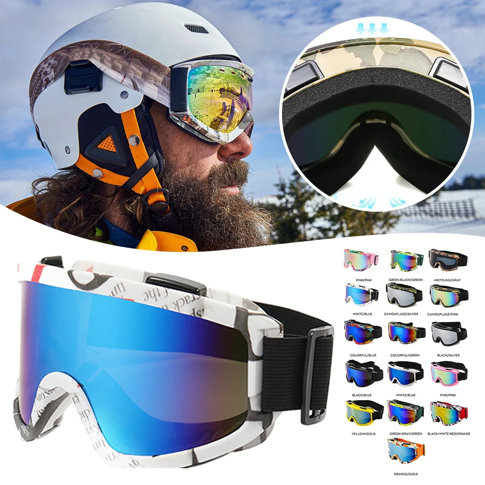 Double Layer Ski Goggles with Colorful Lens Sand-Proof Polarized Ski Goggles Anti-Collision Anti-Glare Lens Goggles for Skiing