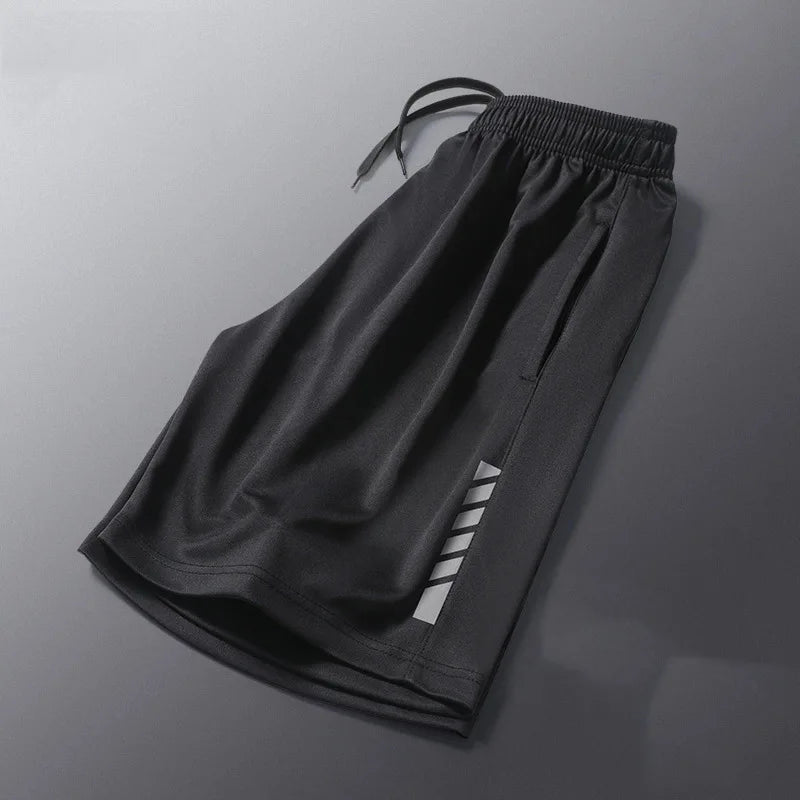Running Shorts Men Striped Printing Loose Basketball Sport Gym Breathable Shorts Fitness Training Workout Bottom Male