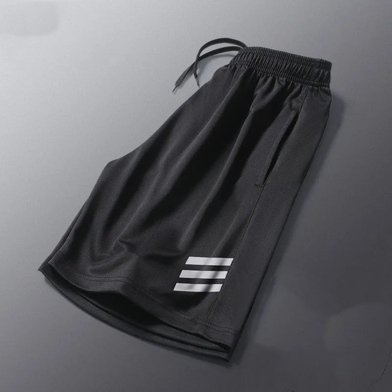 Running Shorts Men Striped Printing Loose Basketball Sport Gym Breathable Shorts Fitness Training Workout Bottom Male