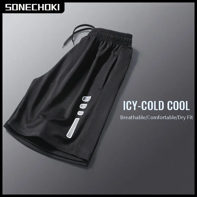 Running Shorts Men Striped Printing Loose Basketball Sport Gym Breathable Shorts Fitness Training Workout Bottom Male