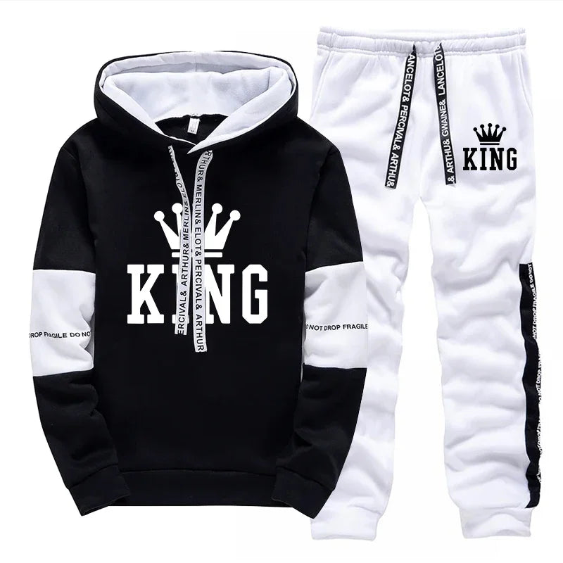 King Printing Mens Tracksuit Single Piece Sweatshirts Sweatpants Casual Hoodie Pants Outdoors Mens Clothing Hot Sales Streetwear