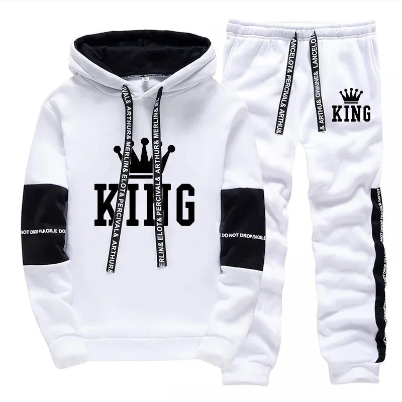 King Printing Mens Tracksuit Single Piece Sweatshirts Sweatpants Casual Hoodie Pants Outdoors Mens Clothing Hot Sales Streetwear