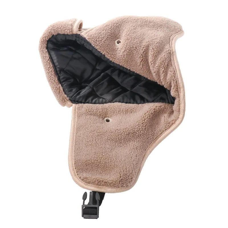 Men Winter Bomber Hat with Goggles Outdoor Motorcycle Windproof Warm Faux Fur Pilot Earflap Hat Leather Thermal Ushanka