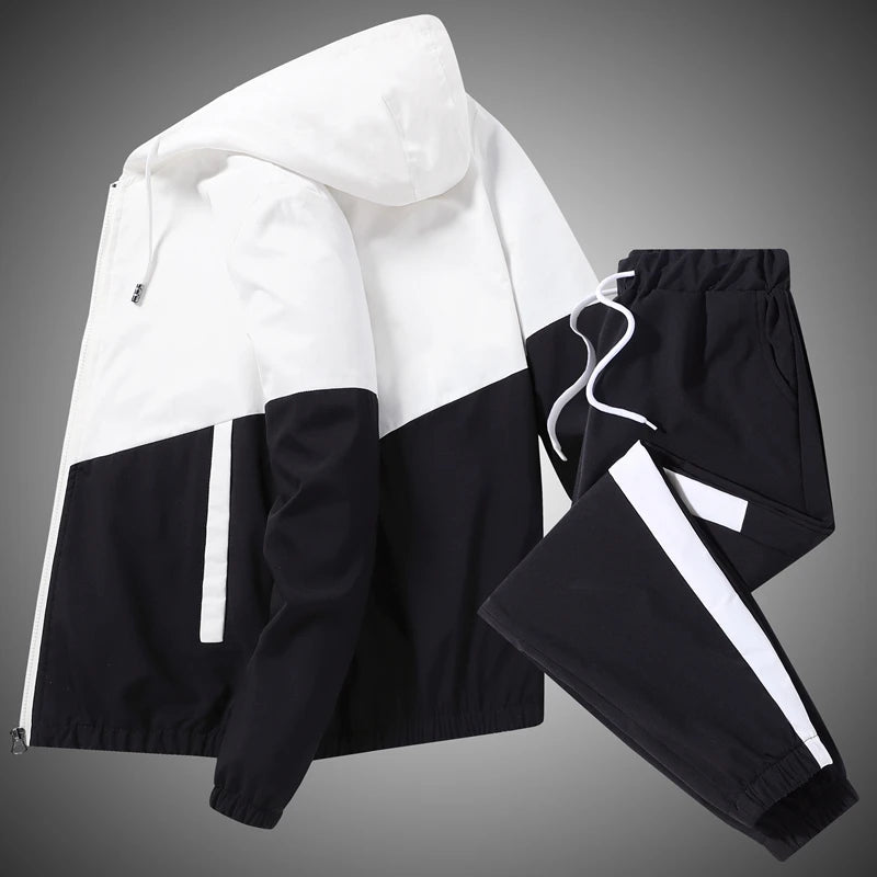 2026 Men Tracksuit Casual Joggers Hooded Sportswear Jackets and Pants 2 Piece Sets Hip Hop Running Sports Suit